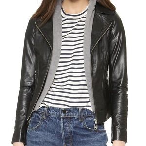 Doma Leather Hooded Jacket - Size XS